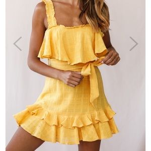 mustard mini dress